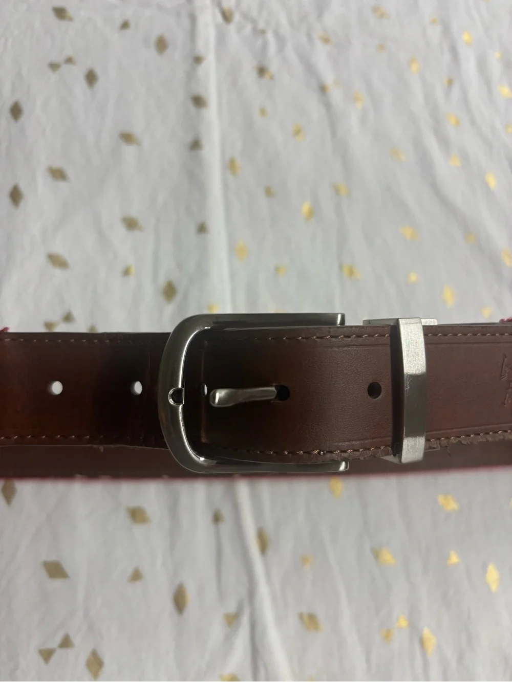 US Polo Association by Ralph Lauren Red Canvas Belt with Brown Leather Trim